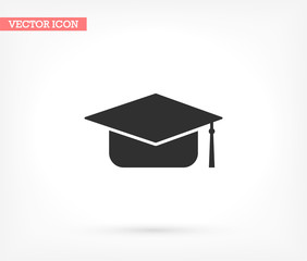 Graduation cap vector icon , lorem ipsum Flat design