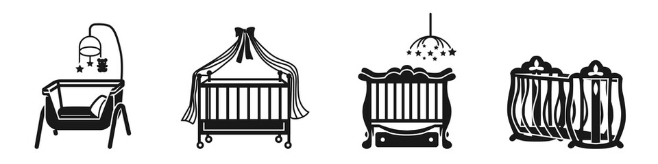 Obraz premium Crib icons set. Simple set of crib vector icons for web design on white background