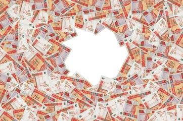 Che Guevara monument on cuban banknote of orange three pesos convertibles 2016