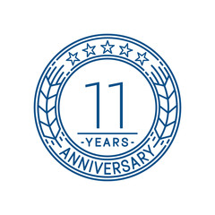 11 years anniversary celebration logo template. Line art vector and illustration.