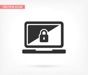 Laptop vector icon , lorem ipsum Flat design
