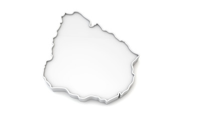 Simple white 3D map of Uruguay. 3D Rendering
