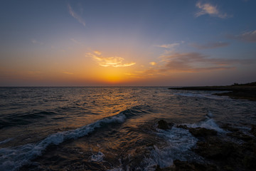 Adriatic sea. Ostuni, Puglia. Sunrise. Renowned seaside resort located in the heart of Salento....
