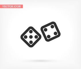 Dice vector icon , lorem ipsum Flat design