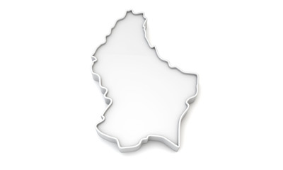 Simple white 3D map of Luxembourg. 3D Rendering
