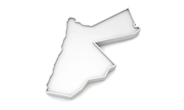 Simple white 3D map of Jordan. 3D Rendering