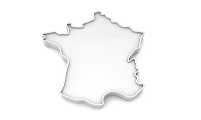 Obraz premium Simple white 3D map of France. 3D Rendering
