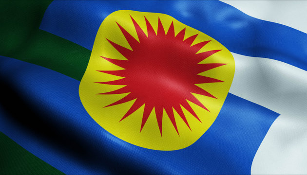 3D Waving Colombia City Flag of Inirida Closeup View