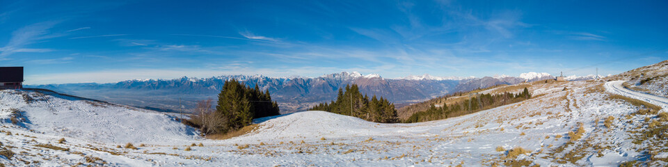 Fototapeta na wymiar The view of the Dolomites from the Navegal ski resort, Belluno, Italy