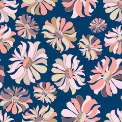 модернModern seamless vector botanical colourful pattern with garden flowers vintage kitsch. Can be used for printing on paper, stickers, badges, bijouterie, cards, textiles. 