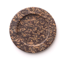 Top view of empty rustic black stone plate