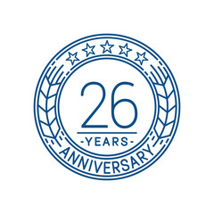 26 years anniversary celebration logo template. Line art vector and illustration.