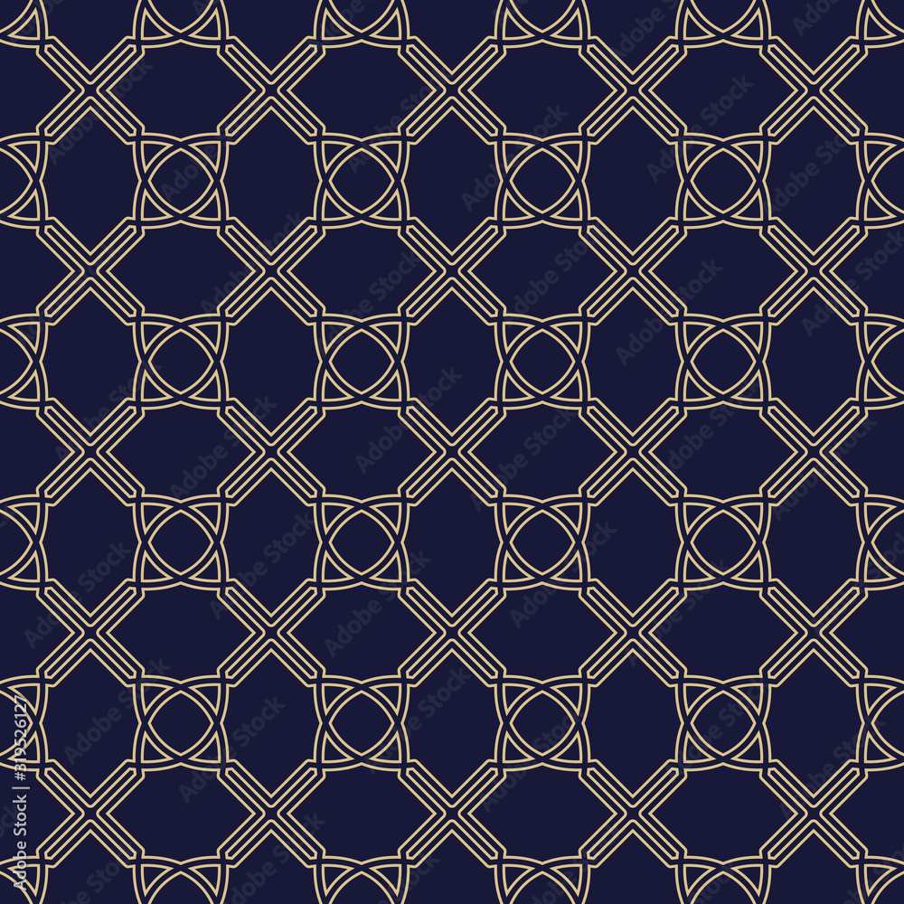 Aufkleber seamless simple geometric pattern. vector oriental modern texture in navy blue and gold colors.
