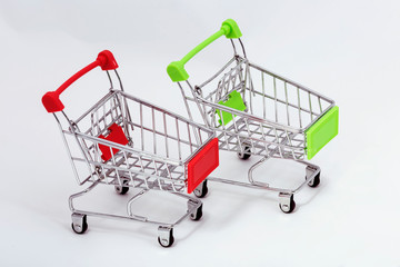 Carts for supermarkets on a white background