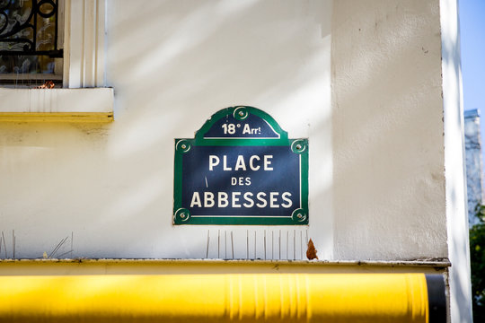 Place des Abbesses street sign, Paris, France