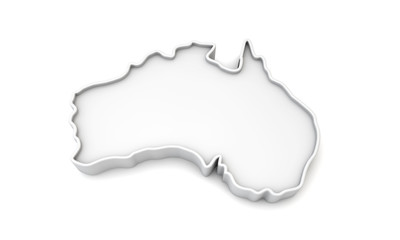 Simple white 3D map of Australia. 3D Rendering