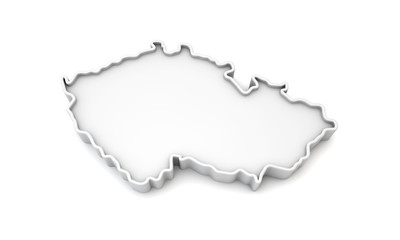 Simple white 3D map of Czech Republic. 3D Rendering