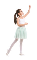 Fototapeta premium Cute little ballerina on white background