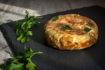 Delicious potato omelette. Spanish food, Spain. Spanish gastronomy