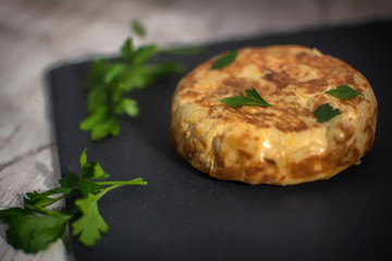 Delicious potato omelette. Spanish food, Spain. Spanish gastronomy