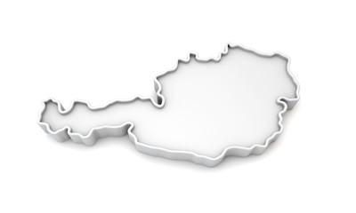 Simple white 3D map of austria. 3D Rendering