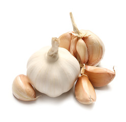 Fresh garlic on white background