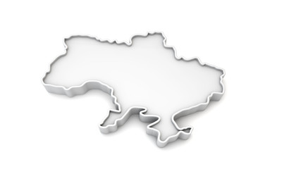 Simple white 3D map of Ukraine. 3D Rendering