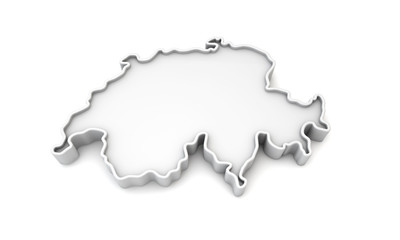 Simple white 3D map of Switzerland. 3D Rendering