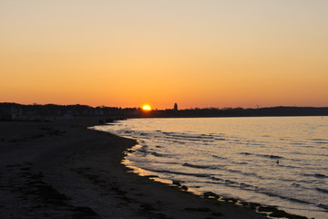 Sunset at Warnem&uuml;nde, Rostock, Baltic Sea, Mecklenburg Western Pomerania, Germany, Europe