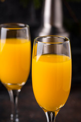 Mimosa cocktail with orange juice