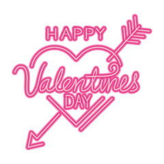 happy valentines day lettering and heart with arrow vector illustration design