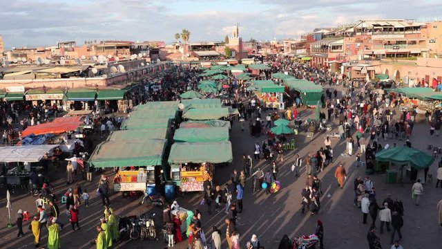 Time lapse of Jemaa Fna square in Marrakech, Morocco