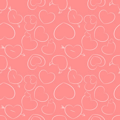 Seamless pattern with outline icon of hearts. Heart with different meaning.
