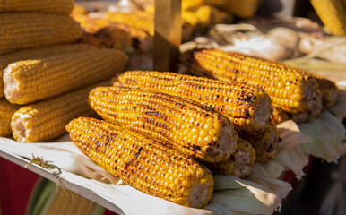 Traditional street foods, grilled sweet corn