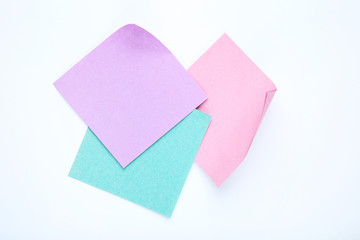Paper sticky notes on white background