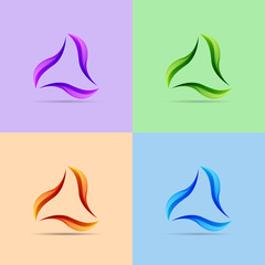 Fototapeta premium Set of colorful triangles icons and logo, vector illustration