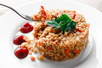 Bulgur with chicken and vegetables