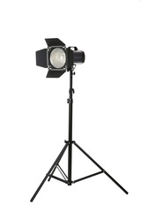 Studio lighting with tripod isolated on white background