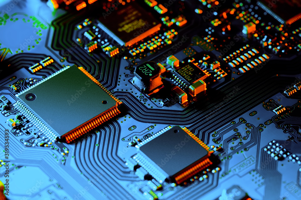 Canvas Prints electronic circuit board close up.