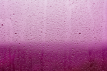 Drops on a gradient pink glass background.