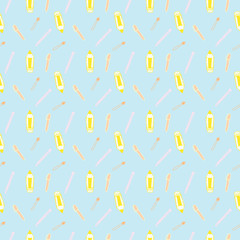 Seamless Pattern with Colorful Pencils and Pens. Back to School Background	