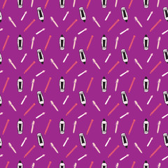 Seamless Pattern with Colorful Pencils and Pens. Back to School Background	