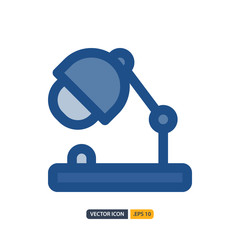 desk lamp icon in Blue Outline Color style isolated on white background. for your web site design, logo, app, UI. Vector graphics illustration and editable stroke. EPS 10.