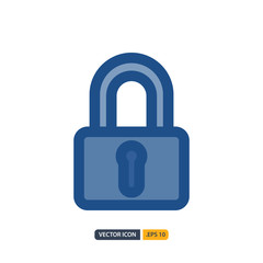 padlock icon in Blue Outline Color style isolated on white background. for your web site design, logo, app, UI. Vector graphics illustration and editable stroke. EPS 10.