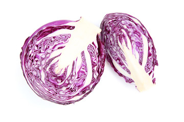 Fresh red cabbage isolated on white background