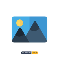 picture icon in Flat style isolated on white background. for your web site design, logo, app, UI. Vector graphics illustration and editable stroke. EPS 10.
