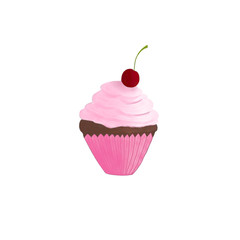 Illustrated cupcake on a white background.