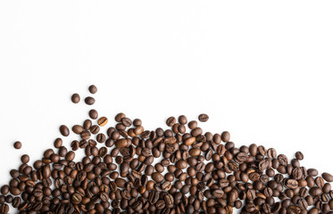 Coffee beans on a white background.