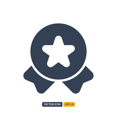 badge icon in Glyph style isolated on white background. for your web site design, logo, app, UI. Vector graphics illustration and editable stroke. EPS 10.