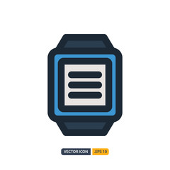 smart watch icon in Outline Color style isolated on white background. for your web site design, logo, app, UI. Vector graphics illustration and editable stroke. EPS 10.